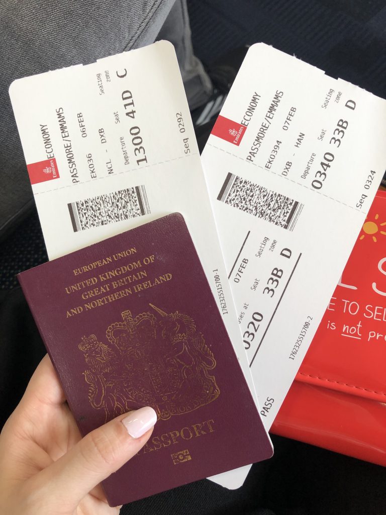 Flight tickets and passport