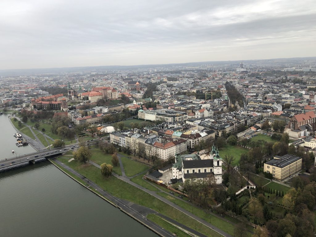 View from hot air balloon, krakow